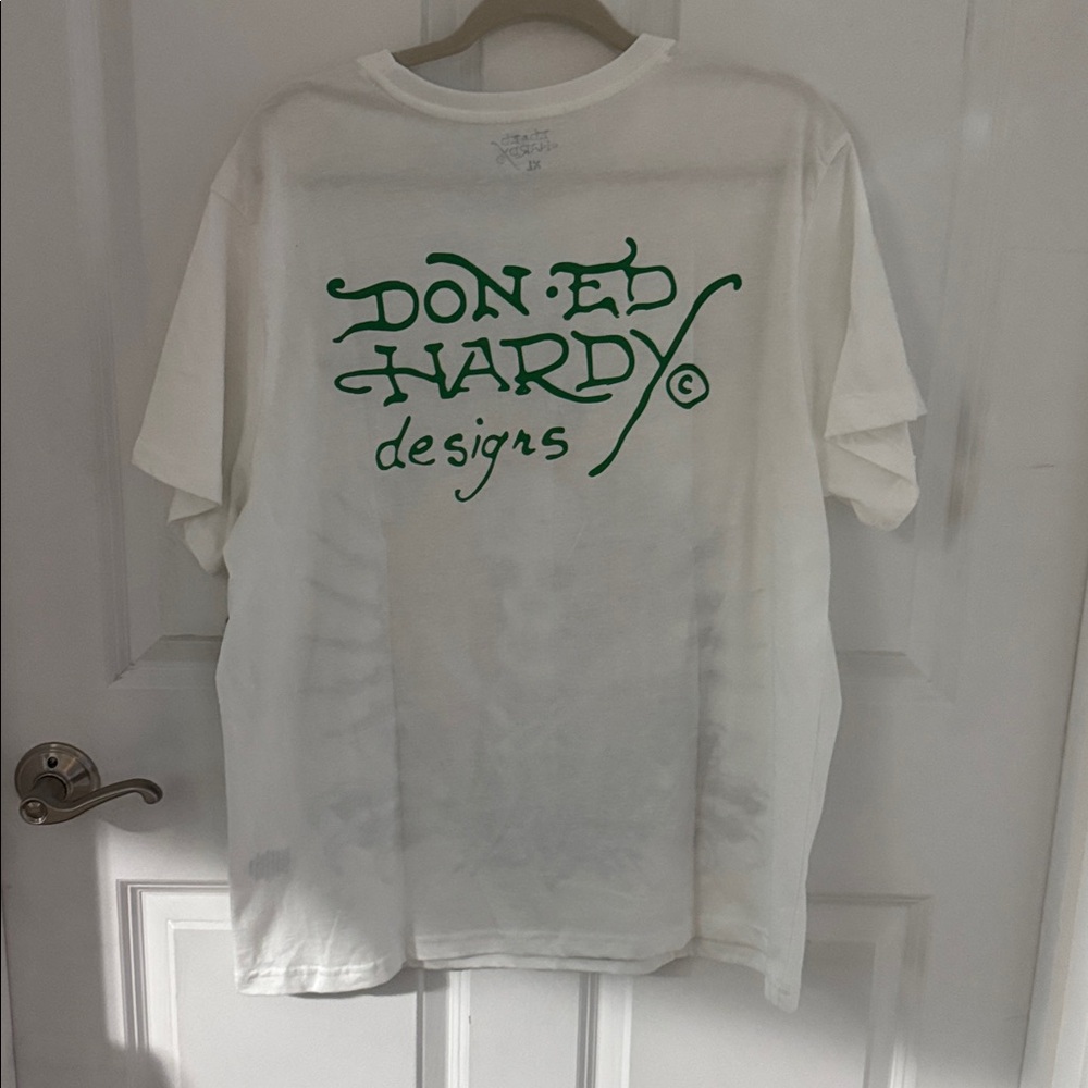 Ed Hardy White Tee with Skull and Flames - Picture 6 of 6